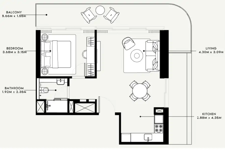 Azizi Milan Floorplan 1BR