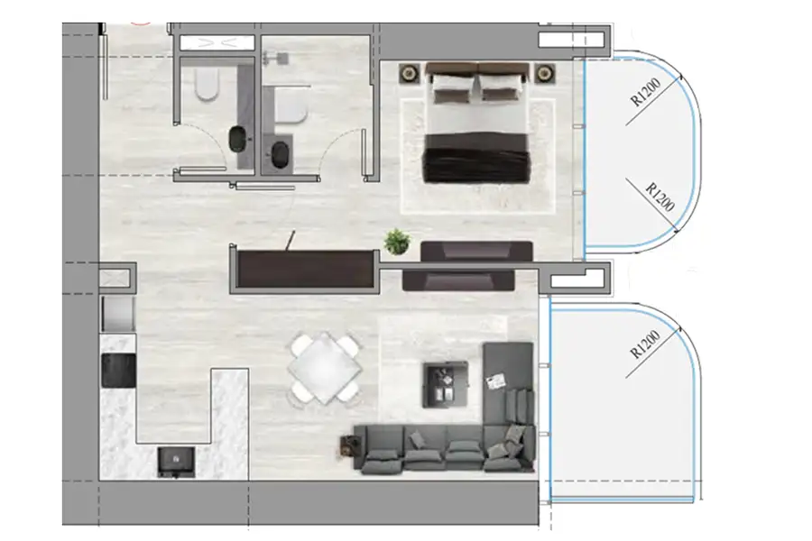Tiger Ananda Floorplan 1BR