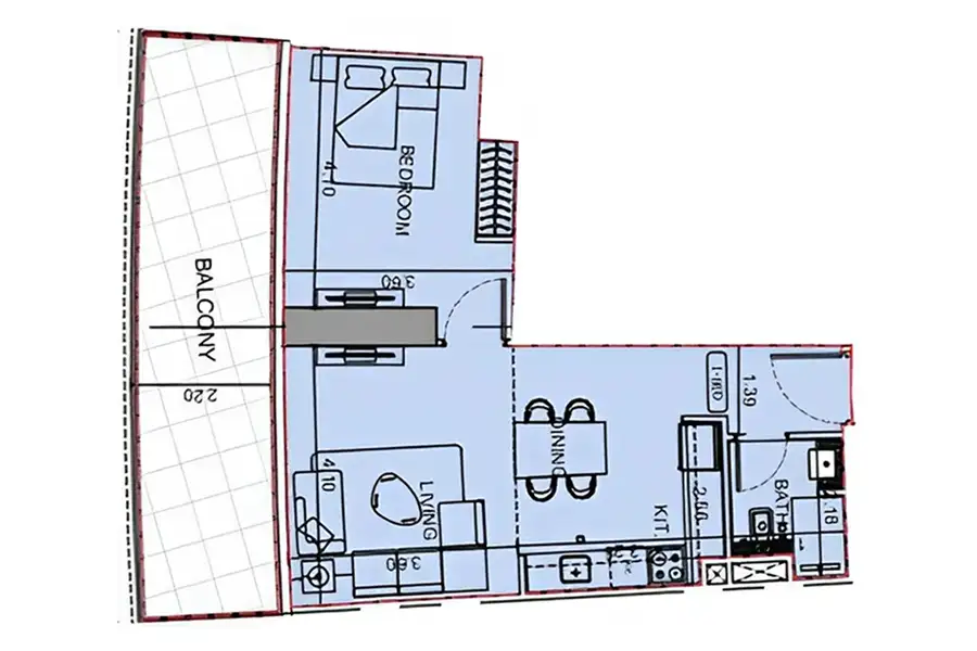 Binghatti Aquarise Floorplan 1BR