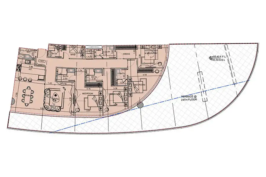 Binghatti Aquarise Floorplan 4BR